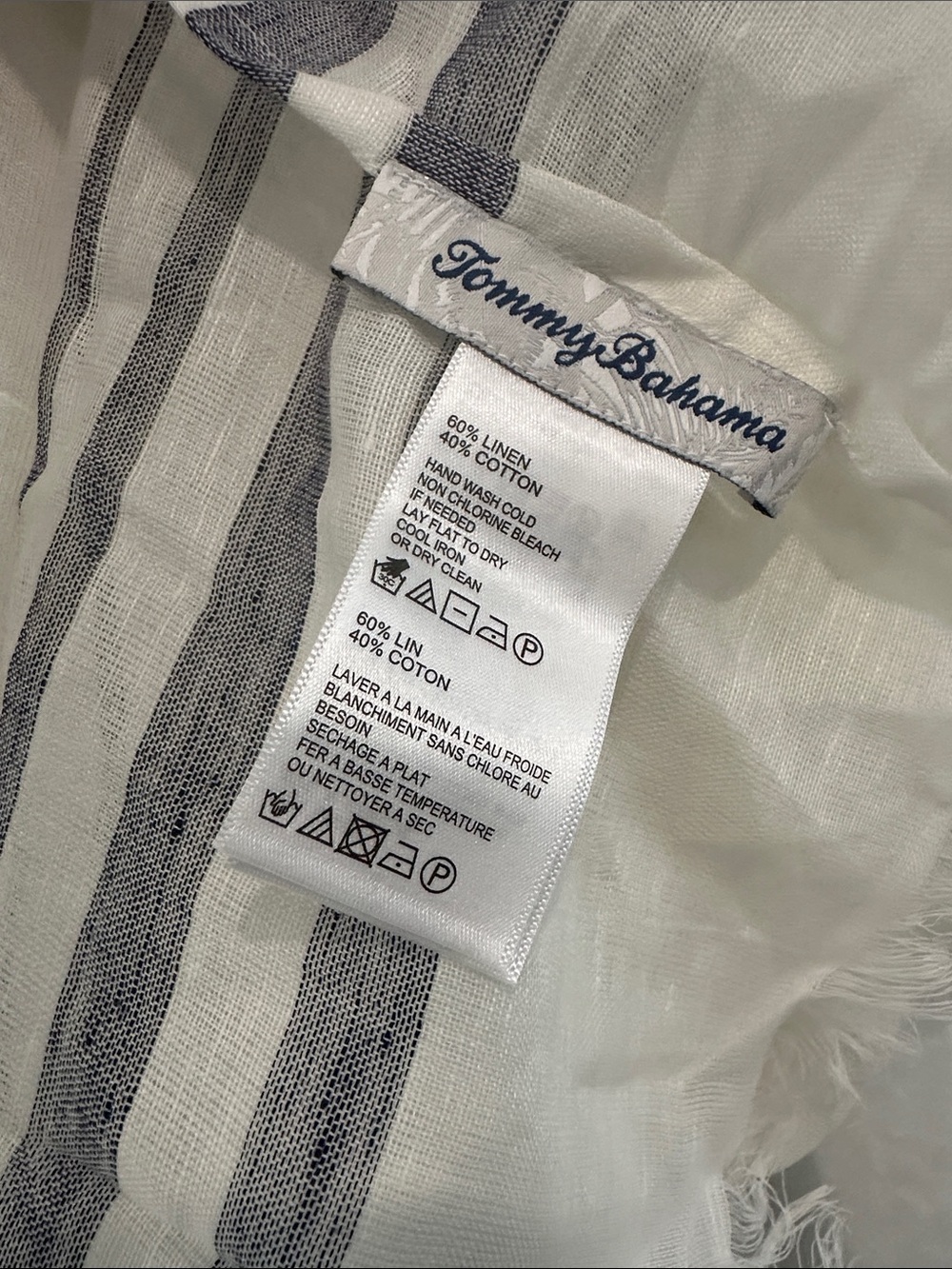 Lightweight White Kimono Wrap with Navy Stripe Detail in Pouch - Picture 5 of 6